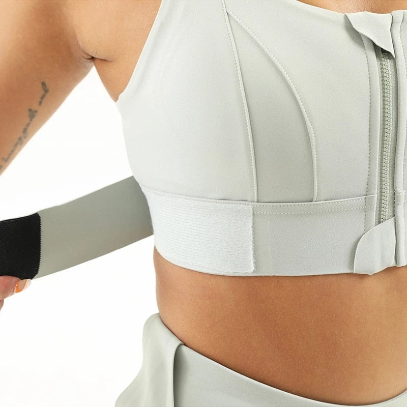 Zip Sports Bra - Adjustable, Shockproof, and Stylish Gym Support