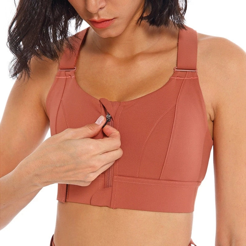 Zip Sports Bra - Adjustable, Shockproof, and Stylish Gym Support