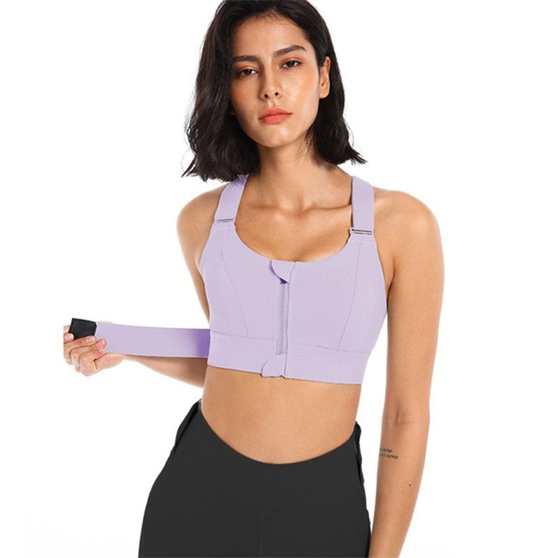 Zip Sports Bra - Adjustable, Shockproof, and Stylish Gym Support