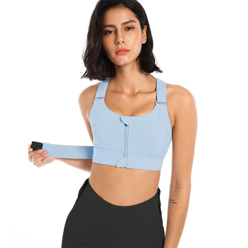 Zip Sports Bra - Adjustable, Shockproof, and Stylish Gym Support