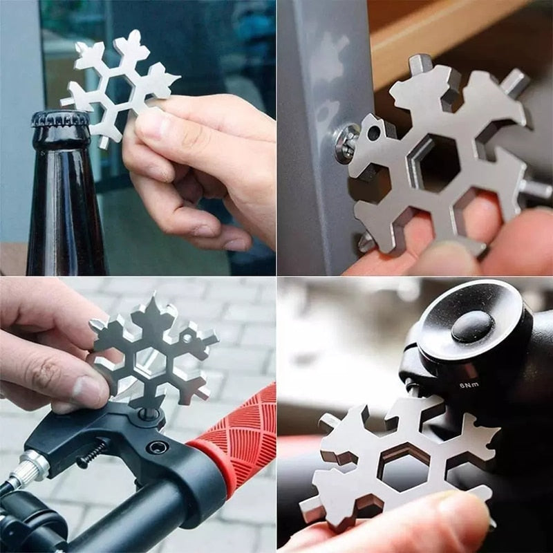 18 In 1 Snowflake Wrench Multifunction Outdoor Survival Tool