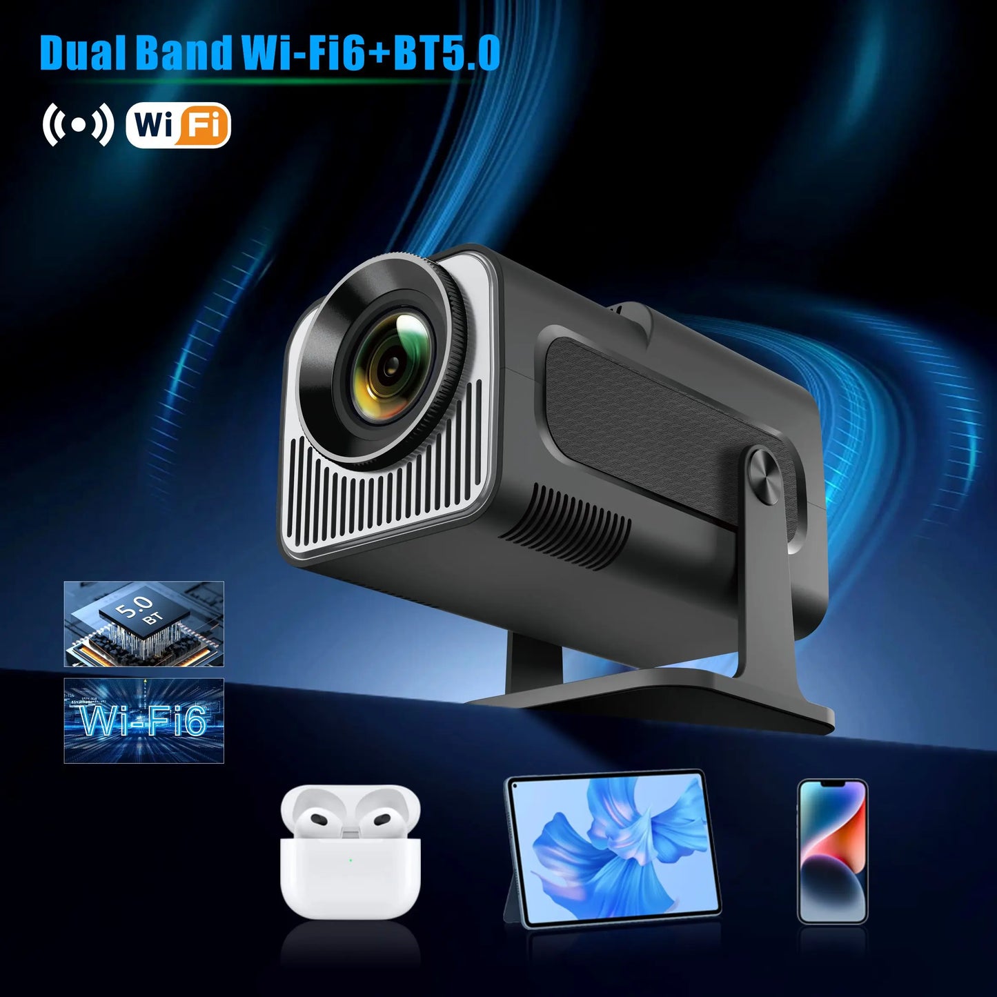 HY320mini Android Smart 1080P 4K Movie Projector 11.0 With Portable WIFI Bluetooth Home Cinema 720P Compatible with Smartphone