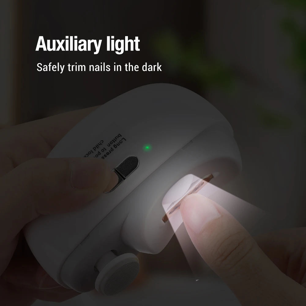 Electric Nail Clipper for Grinding and Polishing with Rechargeable Light