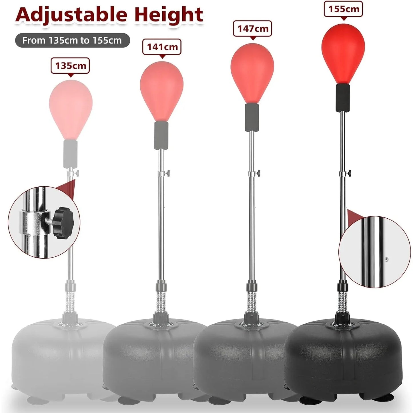 Speed Punch Ball with Stand & Adjustable Height Stand - Great for Boxing Workout Equipment, Stress Fitness