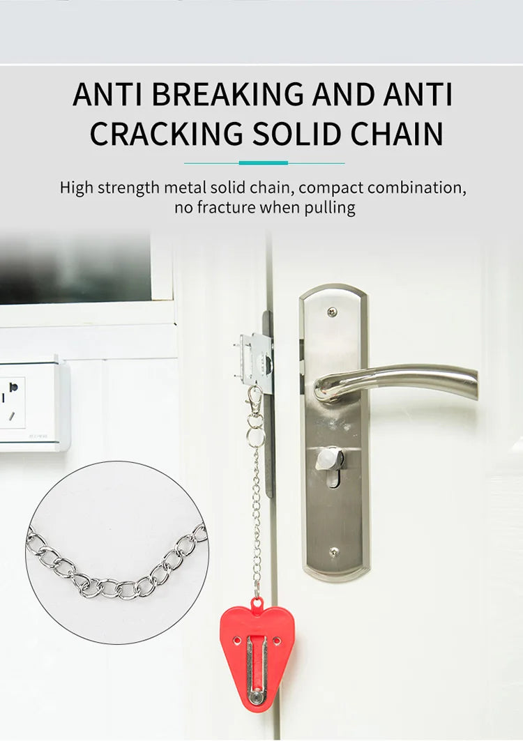 Travel Safety Door Lock No Drilling Required Manual Hotel Room Removable For Travel Safety