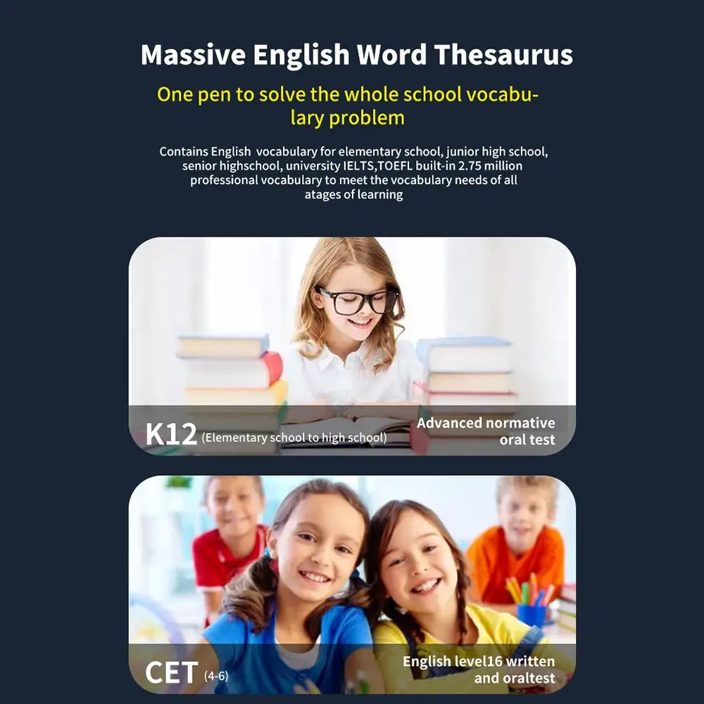 Offline Translation Pen For Teachers & Students with Dictionary English & Intelligent Scanning Point Reading 123 Languages
