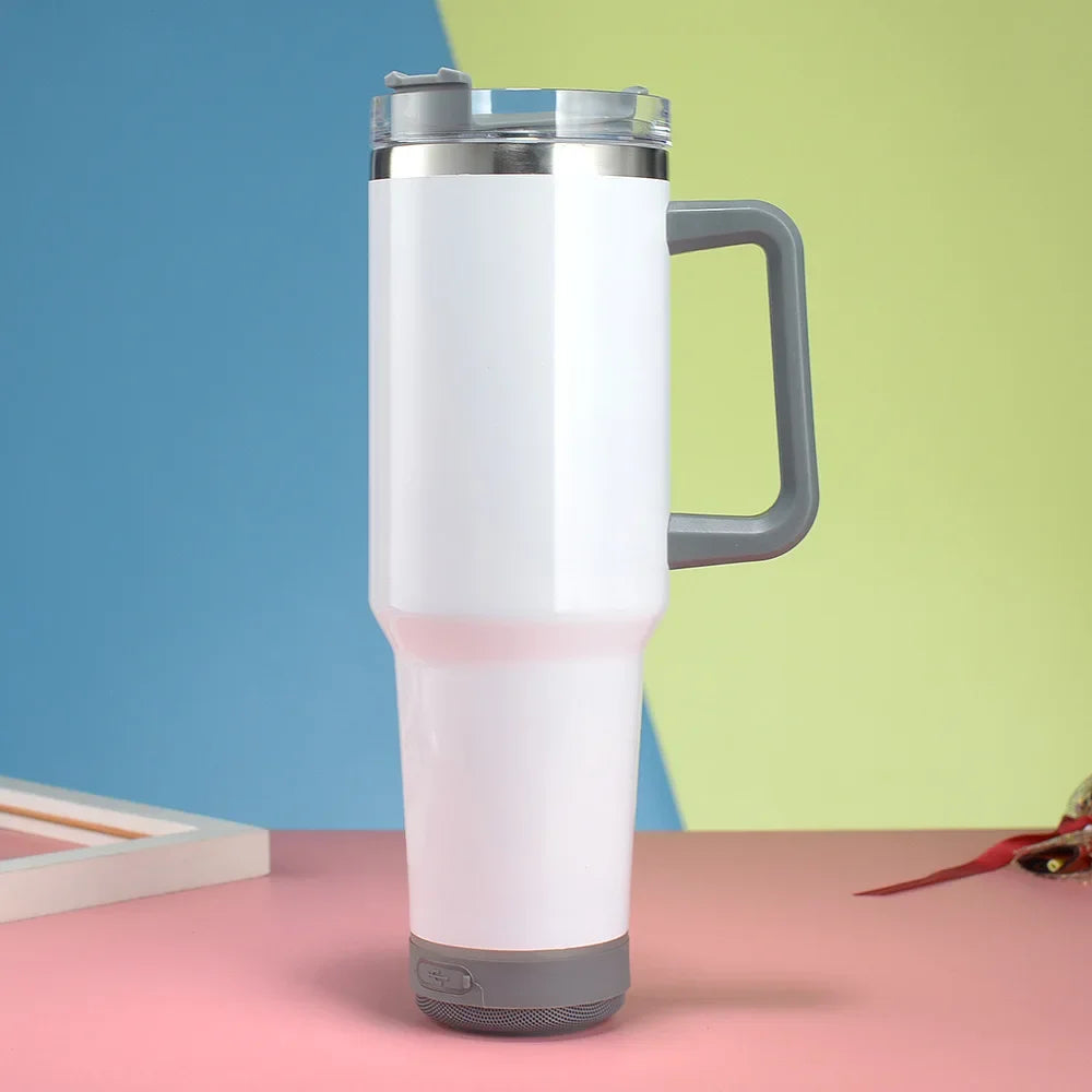 Massive 118 cl/ 40 oz Stainless Steel Cup With Bluetooth Stereo Sound Speakers Vacuum Insulated