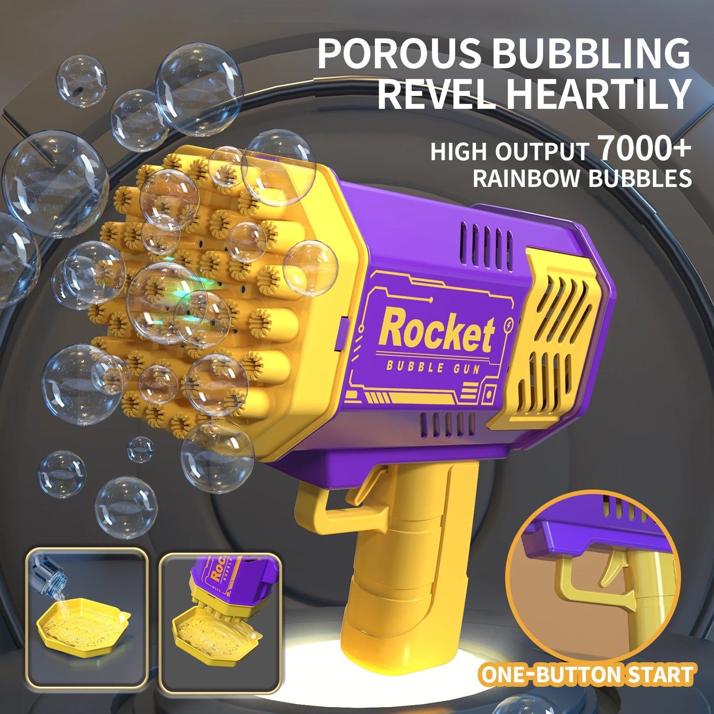 40 Hole Handheld Bubble Rocket Launcher with LED Lights
