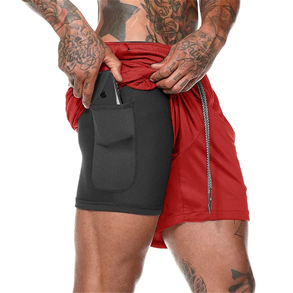 Men's 2-in-1 Quick Dry Running Shorts - Versatile Fitness and Training Bottoms