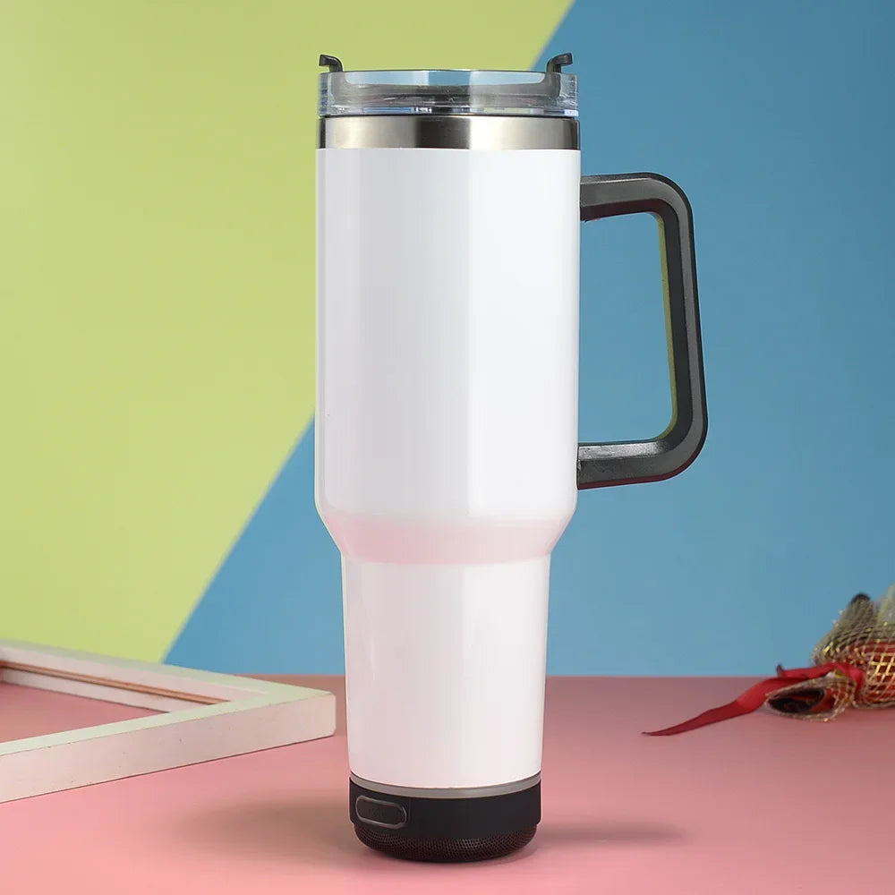 Massive 118 cl/ 40 oz Stainless Steel Cup With Bluetooth Stereo Sound Speakers Vacuum Insulated