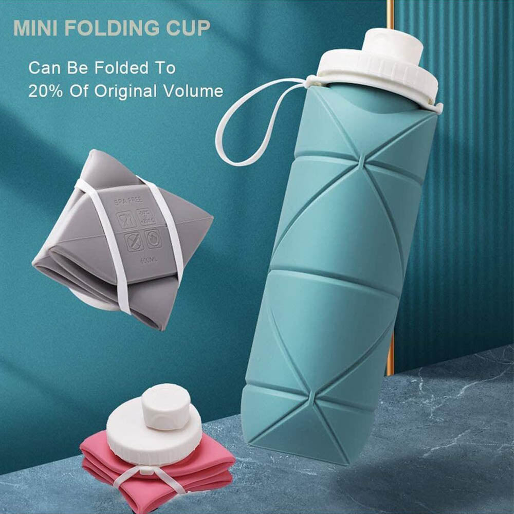 Collapsible Silicon Water Bottles perfect for Gym Camping Hiking Sports