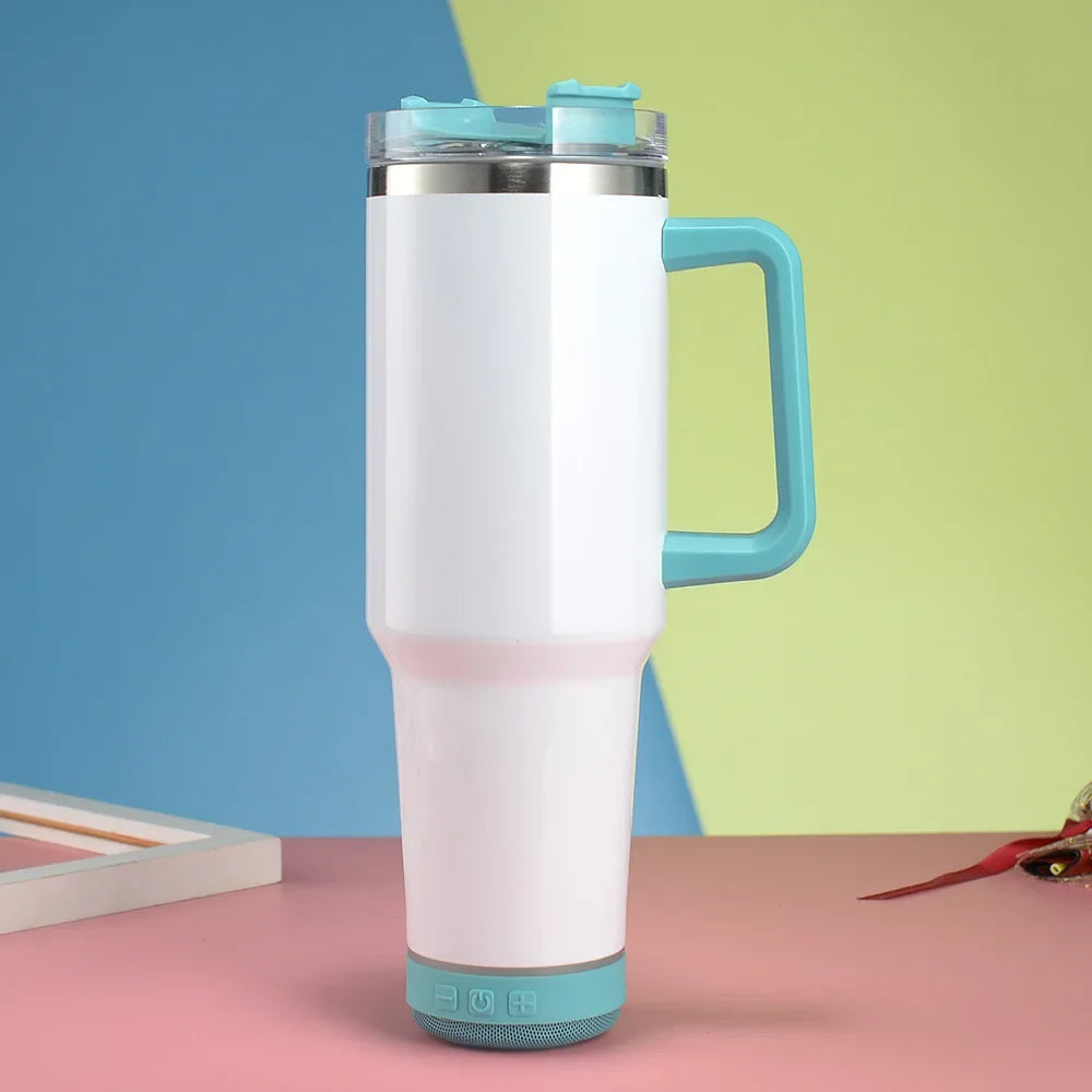 Massive 118 cl/ 40 oz Stainless Steel Cup With Bluetooth Stereo Sound Speakers Vacuum Insulated