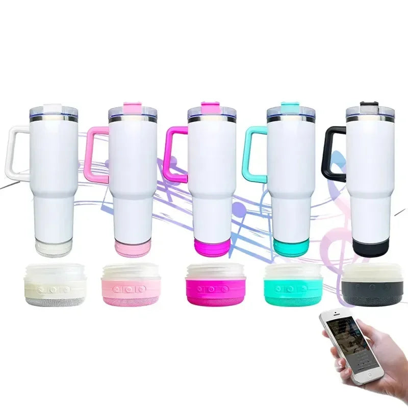 Massive 118 cl/ 40 oz Stainless Steel Cup With Bluetooth Stereo Sound Speakers Vacuum Insulated