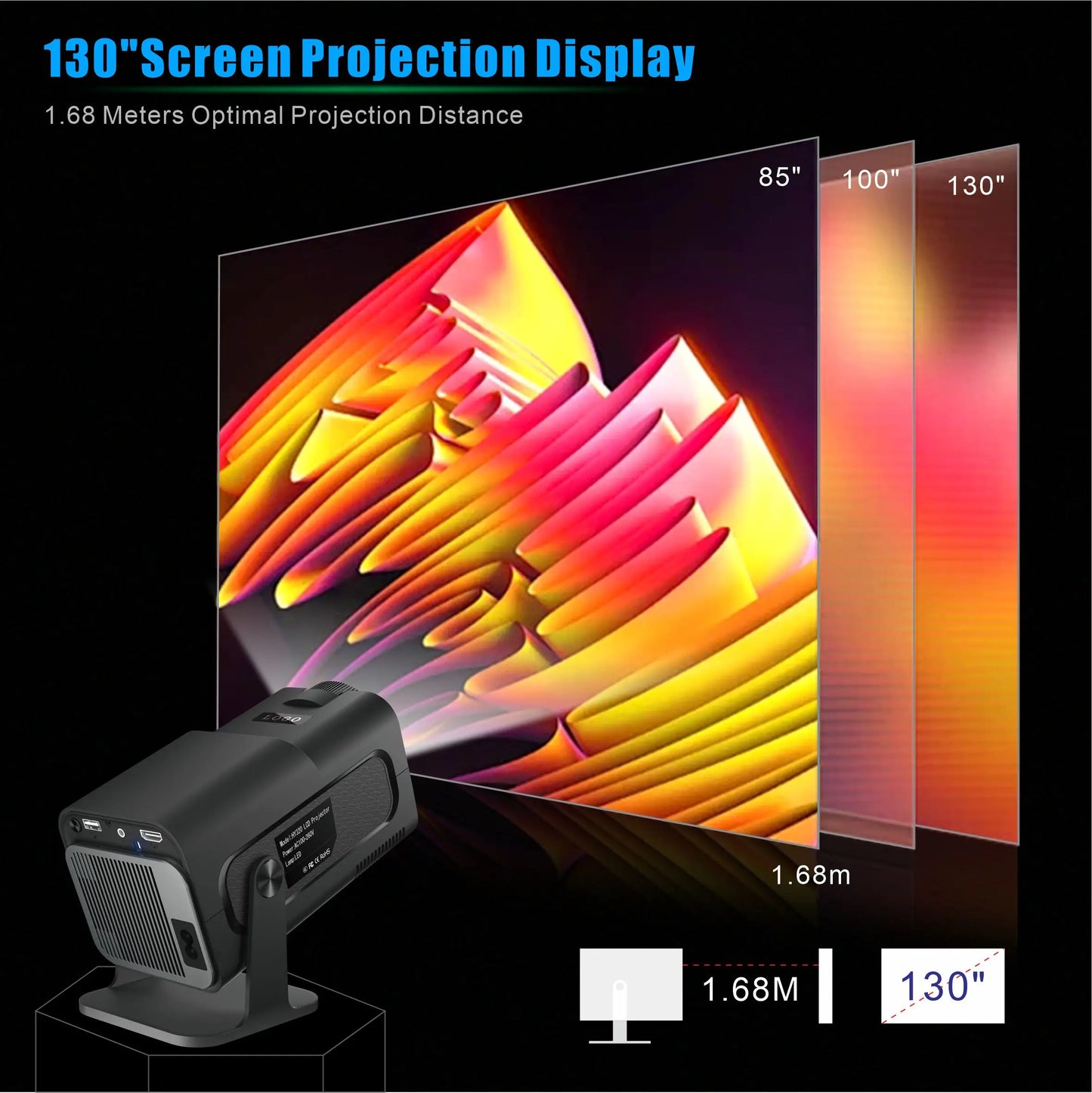 HY320mini Android Smart 1080P 4K Movie Projector 11.0 With Portable WIFI Bluetooth Home Cinema 720P Compatible with Smartphone