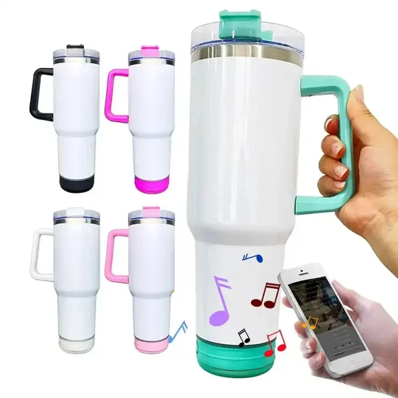 Massive 118 cl/ 40 oz Stainless Steel Cup With Bluetooth Stereo Sound Speakers Vacuum Insulated