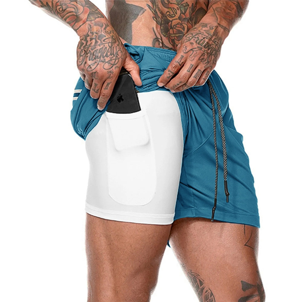 Men's 2-in-1 Quick Dry Running Shorts - Versatile Fitness and Training Bottoms