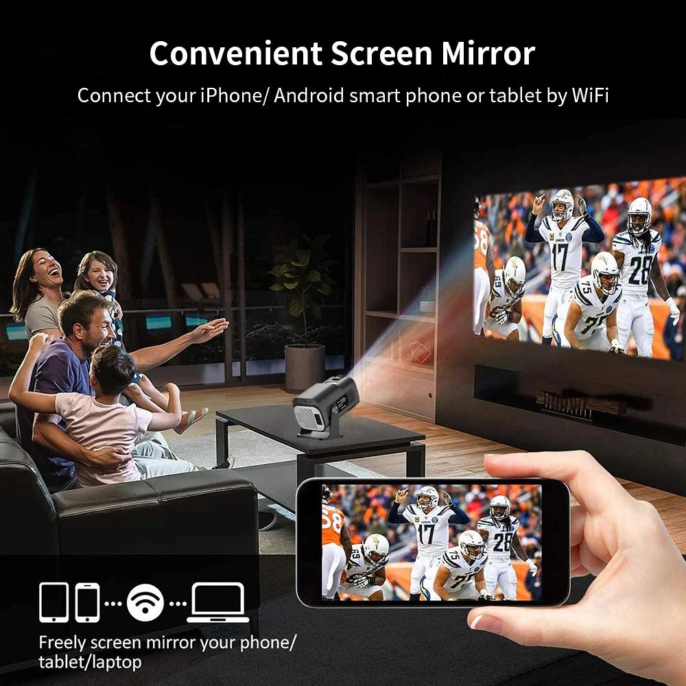 HY320mini Android Smart 1080P 4K Movie Projector 11.0 With Portable WIFI Bluetooth Home Cinema 720P Compatible with Smartphone
