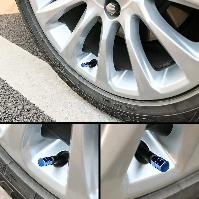 4 Pcs Aluminum Car Tire Valve Caps Made of Hex Alloy, Airtight Cover, Waterproof. Suitable For Automobiles Motorcycles Trucks Bikes