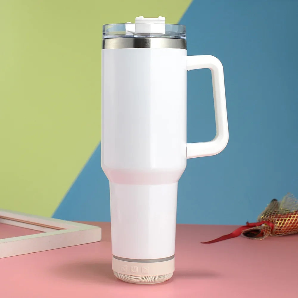 Massive 118 cl/ 40 oz Stainless Steel Cup With Bluetooth Stereo Sound Speakers Vacuum Insulated