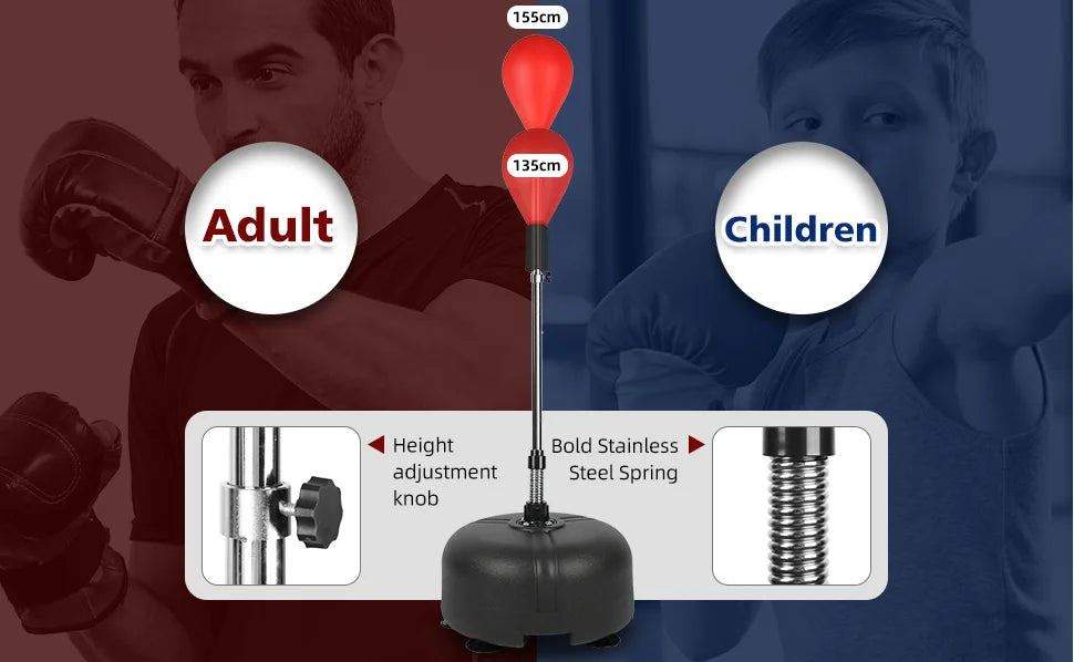 Speed Punch Ball with Stand & Adjustable Height Stand - Great for Boxing Workout Equipment, Stress Fitness