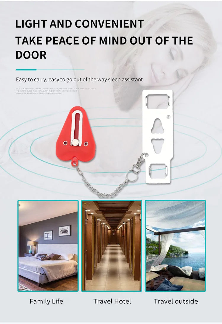 Travel Safety Door Lock No Drilling Required Manual Hotel Room Removable For Travel Safety