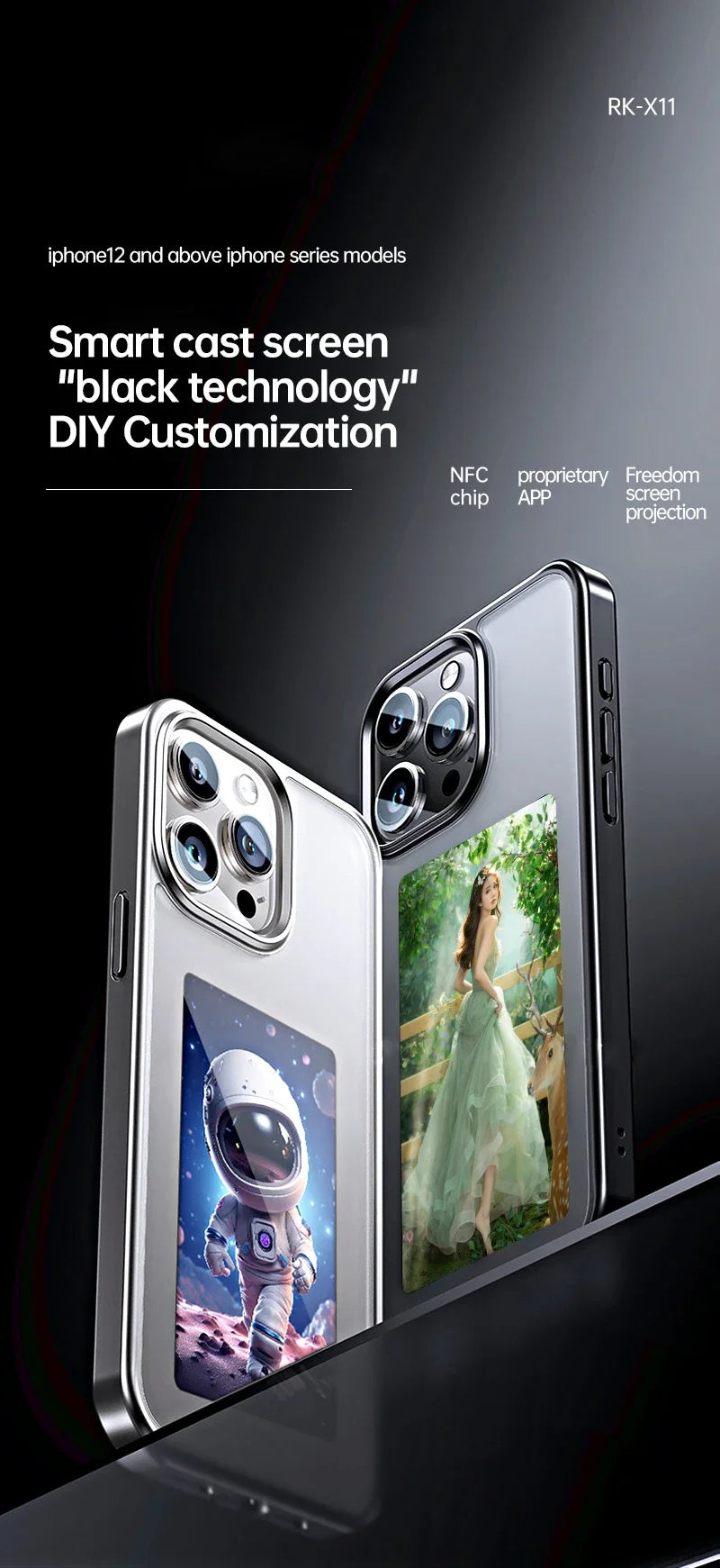 Digital Smart Case For iphone 13 14 15 Pro Max