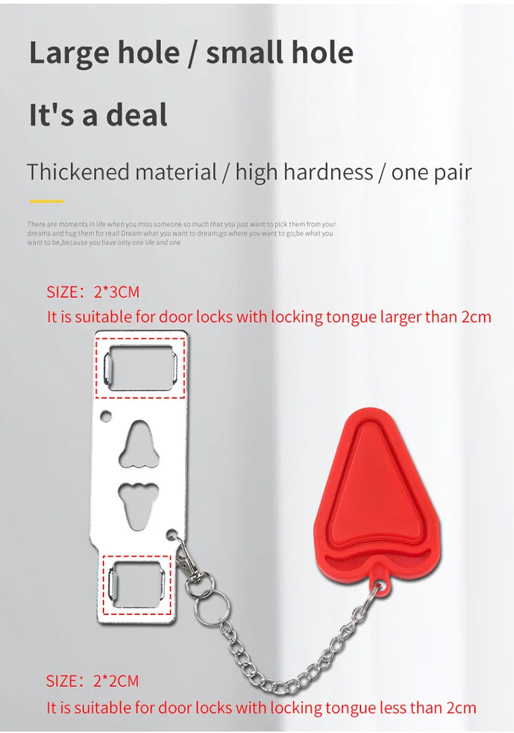 Travel Safety Door Lock No Drilling Required Manual Hotel Room Removable For Travel Safety