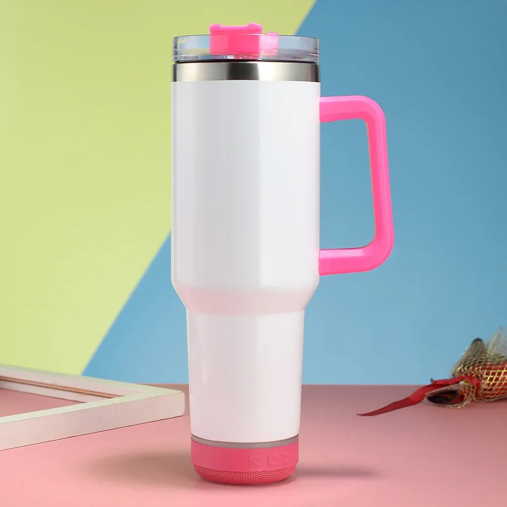 Massive 118 cl/ 40 oz Stainless Steel Cup With Bluetooth Stereo Sound Speakers Vacuum Insulated