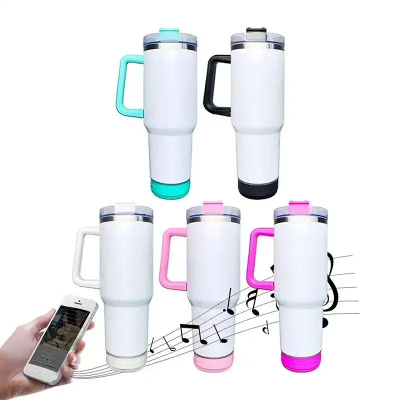 Massive 118 cl/ 40 oz Stainless Steel Cup With Bluetooth Stereo Sound Speakers Vacuum Insulated