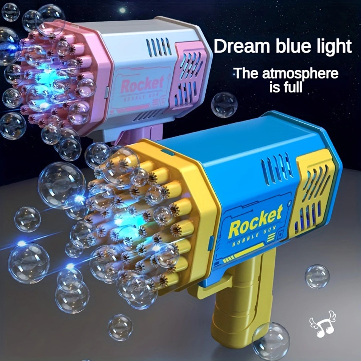 40 Hole Handheld Bubble Rocket Launcher with LED Lights