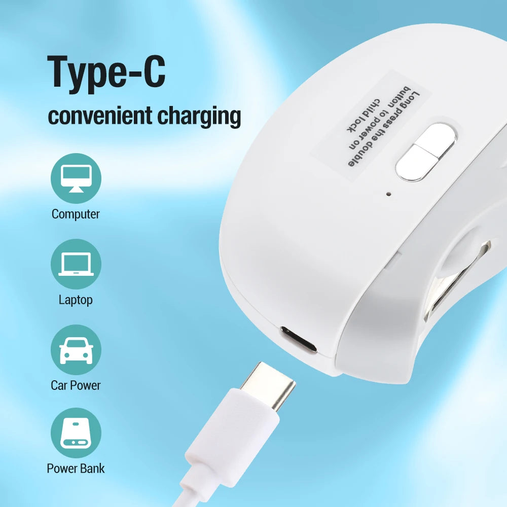 Electric Nail Clipper for Grinding and Polishing with Rechargeable Light