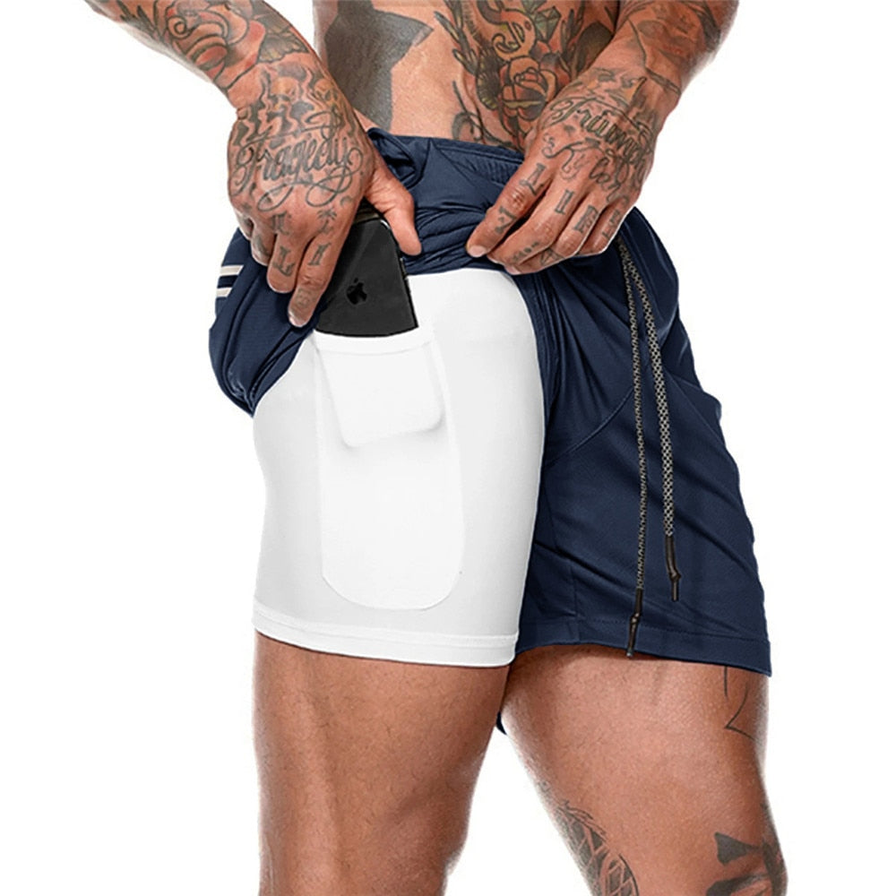 Men's 2-in-1 Quick Dry Running Shorts - Versatile Fitness and Training Bottoms