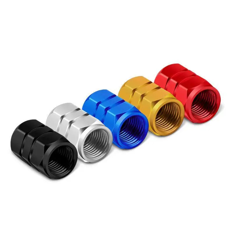 4 Pcs Aluminum Car Tire Valve Caps Made of Hex Alloy, Airtight Cover, Waterproof. Suitable For Automobiles Motorcycles Trucks Bikes