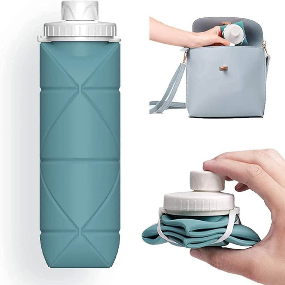 Collapsible Silicon Water Bottles perfect for Gym Camping Hiking Sports