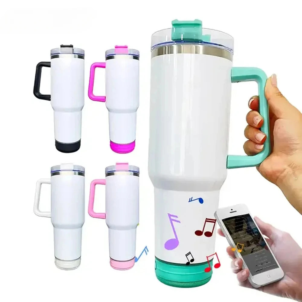 Massive 118 cl/ 40 oz Stainless Steel Cup With Bluetooth Stereo Sound Speakers Vacuum Insulated