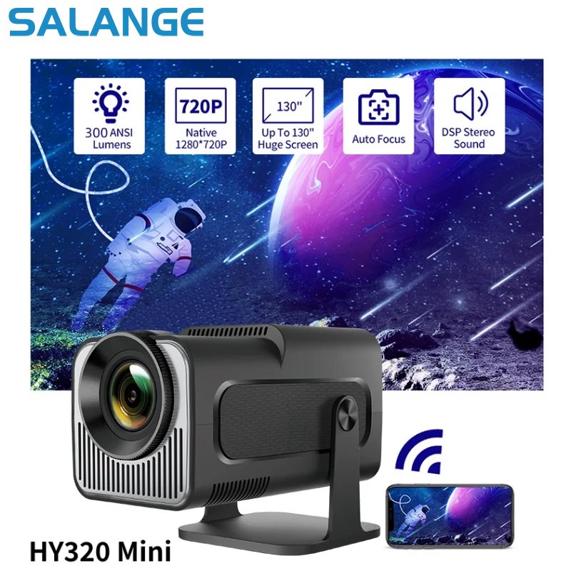HY320mini Android Smart 1080P 4K Movie Projector 11.0 With Portable WIFI Bluetooth Home Cinema 720P Compatible with Smartphone