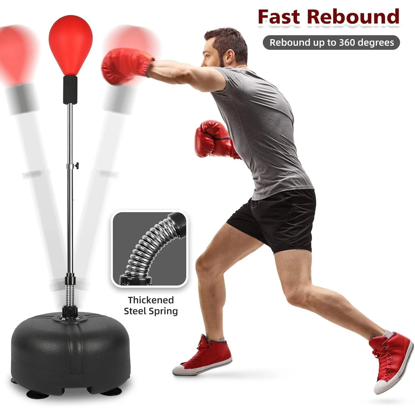 Speed Punch Ball with Stand & Adjustable Height Stand - Great for Boxing Workout Equipment, Stress Fitness