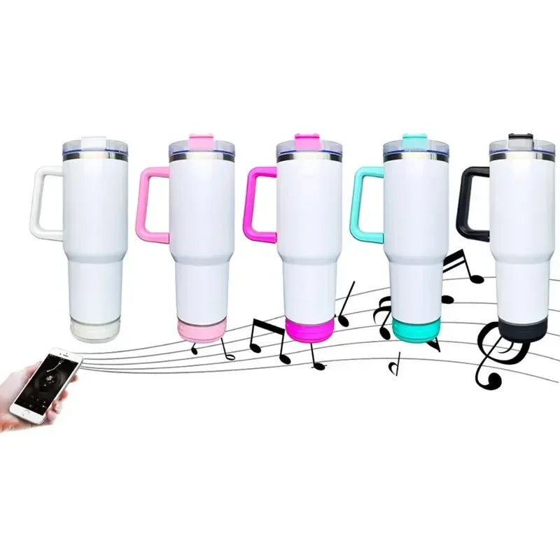 Massive 118 cl/ 40 oz Stainless Steel Cup With Bluetooth Stereo Sound Speakers Vacuum Insulated