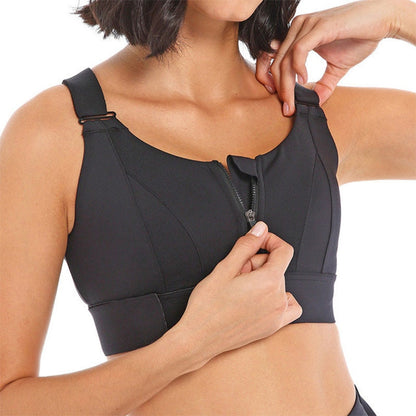 Zip Sports Bra - Adjustable, Shockproof, and Stylish Gym Support