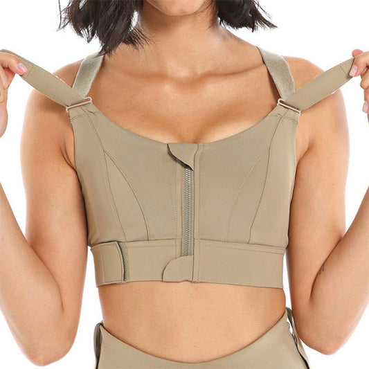 Zip Sports Bra - Adjustable, Shockproof, and Stylish Gym Support