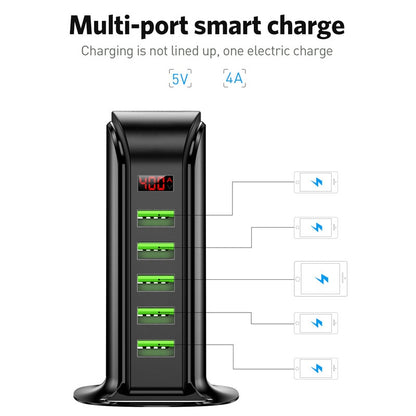 USLION 5 Multi Port USB Charger Hub with LED Display
