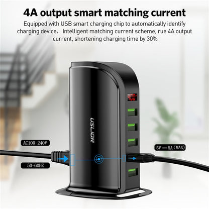 USLION 5 Multi Port USB Charger Hub with LED Display