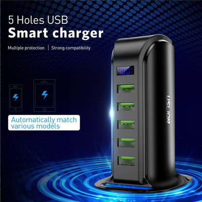 USLION 5 Multi Port USB Charger Hub with LED Display