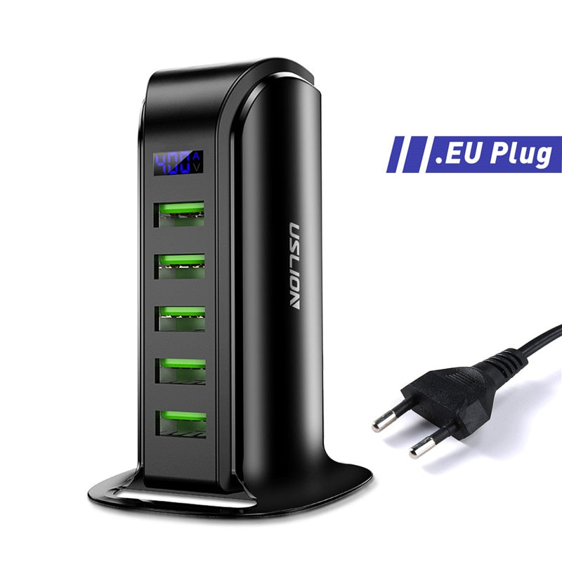 USLION 5 Multi Port USB Charger Hub with LED Display