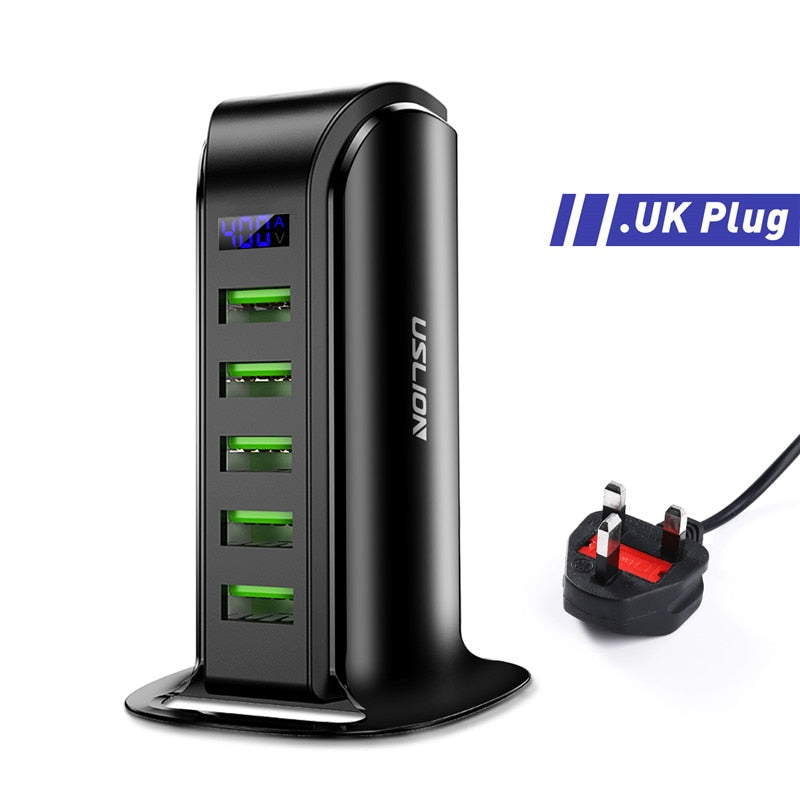 USLION 5 Multi Port USB Charger Hub with LED Display
