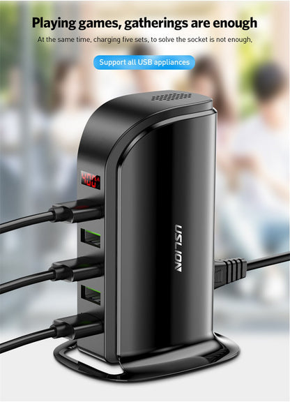 USLION 5 Multi Port USB Charger Hub with LED Display