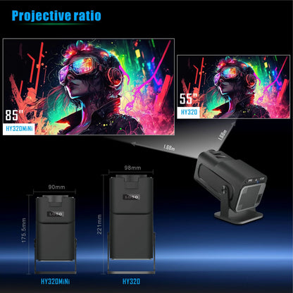HY320mini Android Smart 1080P 4K Movie Projector 11.0 With Portable WIFI Bluetooth Home Cinema 720P Compatible with Smartphone