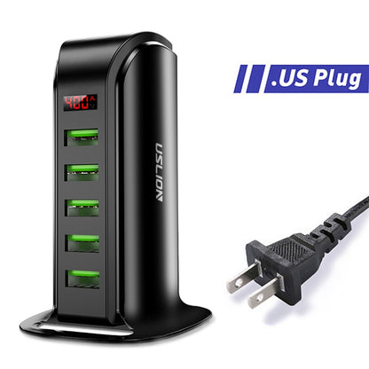 USLION 5 Multi Port USB Charger Hub with LED Display