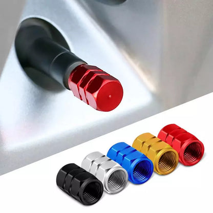 4 Pcs Aluminum Car Tire Valve Caps  Made of Hex Alloy,  Airtight Cover, Waterproof. Suitable For Automobiles Motorcycles Trucks Bikes