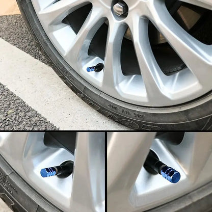 4 Pcs Aluminum Car Tire Valve Caps  Made of Hex Alloy,  Airtight Cover, Waterproof. Suitable For Automobiles Motorcycles Trucks Bikes